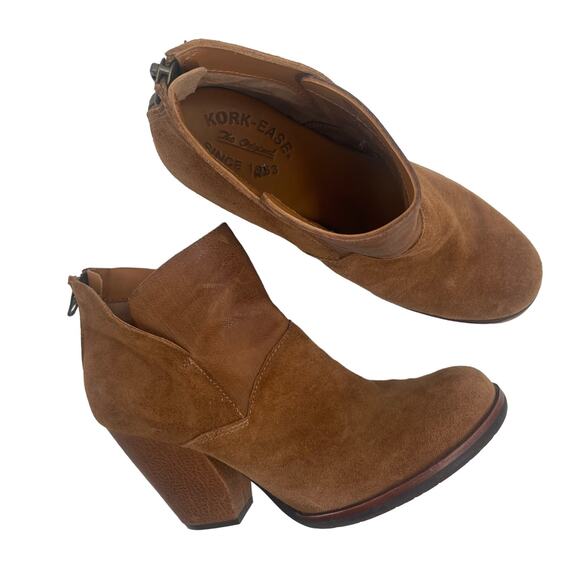 KORK-EASE Castaneda Boots Size 8 Booties Suede Rust Brown Zipper Winter Fall - Picture 1 of 14